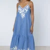 Juliet Dunn Chambray V Neck Dress Denim Best