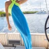 Pitusa Colour Block Jumpsuit Blue Fashion