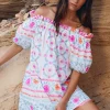 Juliet Dunn Mexican Embroidered Off Shoulder Dress Mexican Embroidery Fashion