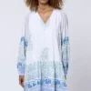Juliet Dunn Paisley Print Frill Dress Periwinkle Discount