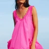 Juliet Dunn Poplin Low Back Dress Indian Pink IndianPink Sale