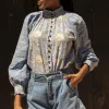 Miss June Raquel Blouse Blue Hot