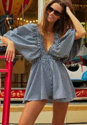 Sundress Alicia Jumpsuit Black Gingham Online