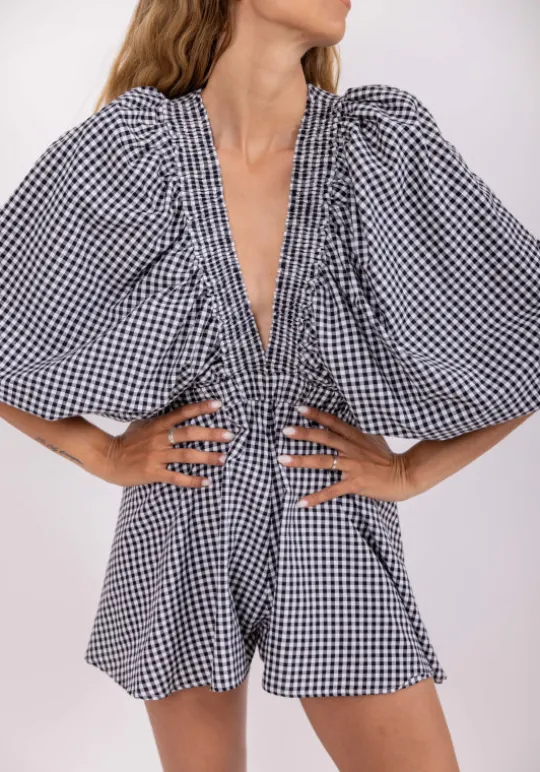 Sundress Alicia Jumpsuit Black Gingham Online