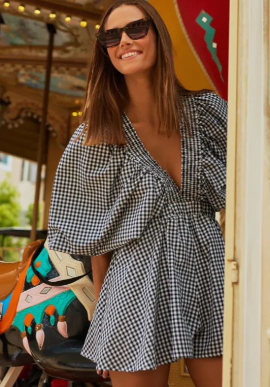 Sundress Alicia Jumpsuit Black Gingham Online