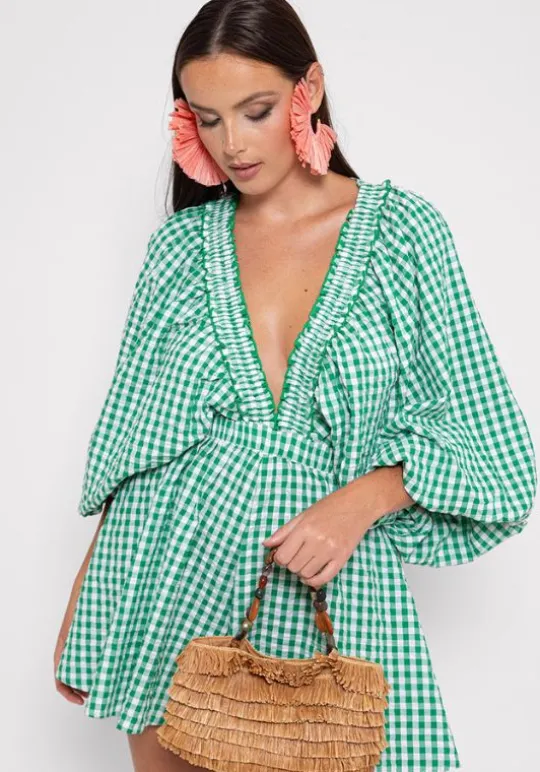 Sundress Alicia Jumpsuit Gingham Green Hot