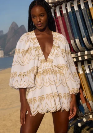 Sundress Alicia Jumpsuit Gold Palm Tree Discount