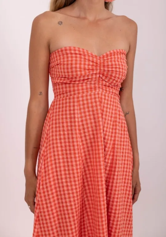 Sundress Amelie Dress Coral Gingham CoralGingham Discount