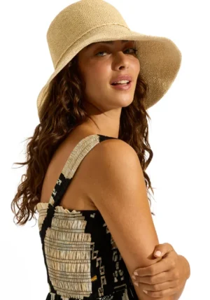 Seafolly Aurora Packable Hat Natural Sale