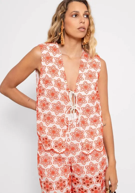 Sundress Bao Top Red Eyelet Best