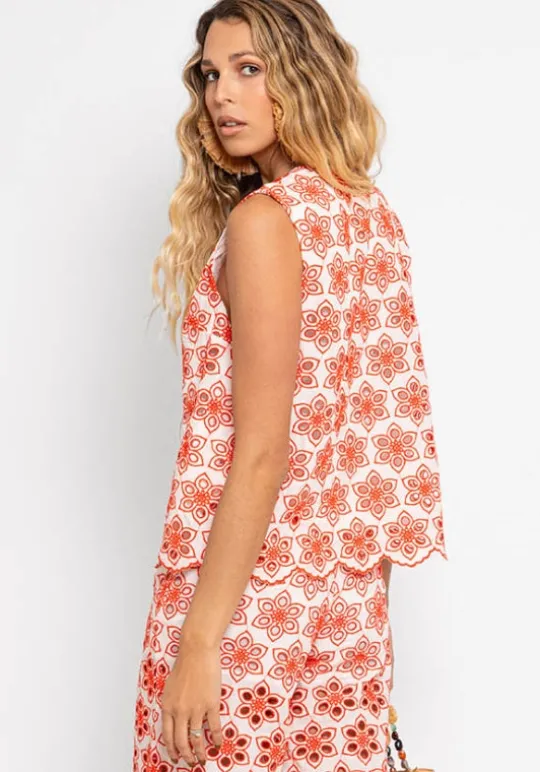 Sundress Bao Top Red Eyelet Best