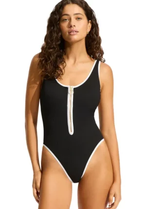 Seafolly Beach Bound Retro Tank Swimsuit Black Online