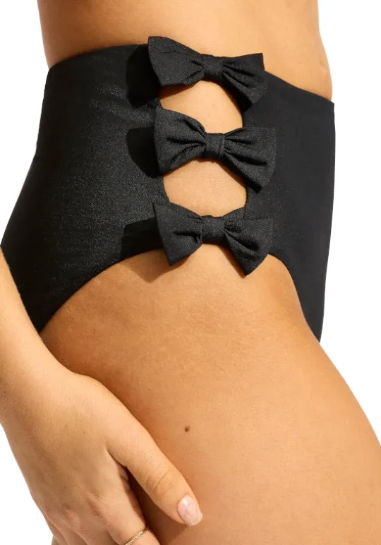 Seafolly Beau Bandeau High Waisted Bikini Black New