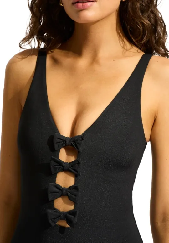 Seafolly Beau Front Swimsuit Black Sale