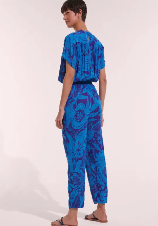 Poupette St Barth Becky Jumpsuit Blue Gauguin Fashion