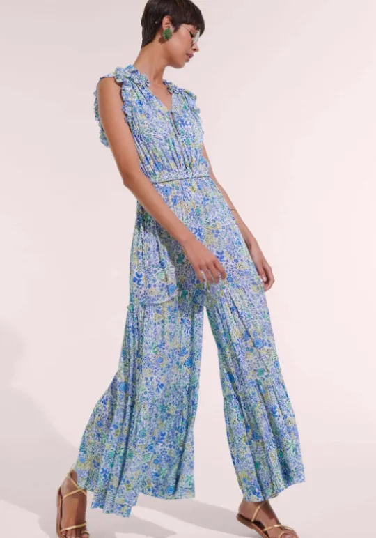 Poupette St Barth Belene Jumpsuit Blue Hot