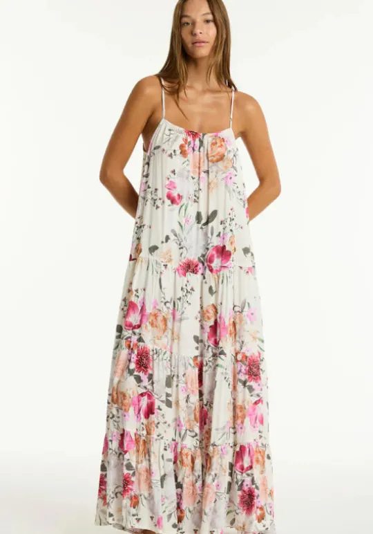 Sea Level Belle Tiered Maxi Sundress Belle/White Discount