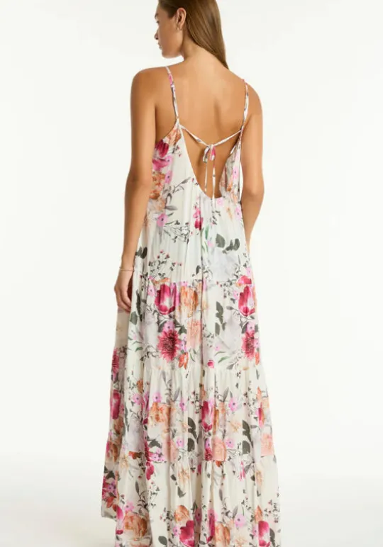 Sea Level Belle Tiered Maxi Sundress Belle/White Discount