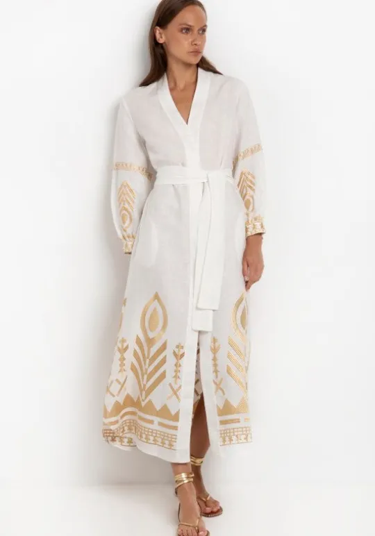 Greek Archaic Kori Belted Maxi Dress White Fashion