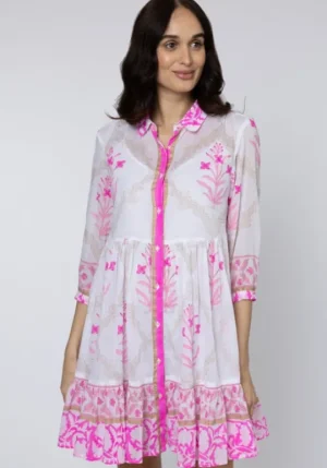 Juliet Dunn Block Pink Frill Dress Pink Pink Cage Block Outlet