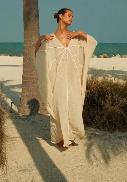 Pitusa Braided Front Kaftan Ecru Online