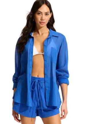 Seafolly Breeze Beach Shirt Azure Outlet