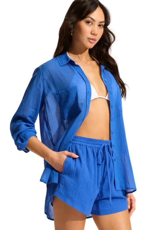 Seafolly Breeze Beach Shirt Azure Outlet