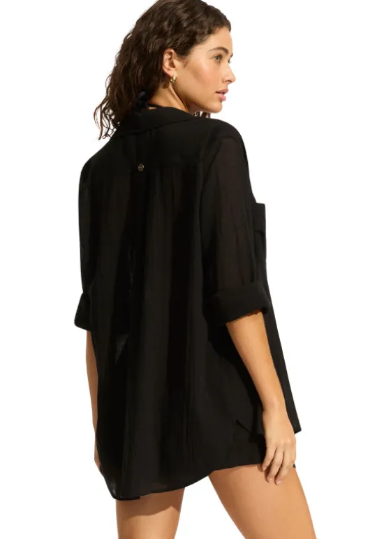 Seafolly Breeze Beach Shirt Black Best