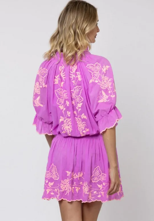 Juliet Dunn Butterfly Blouson Dress Violet Online