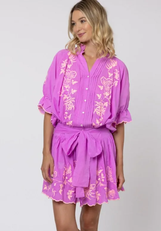 Juliet Dunn Butterfly Blouson Dress Violet Online