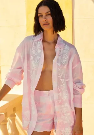 Juliet Dunn Butterfly Embroidery Shorts Pink Discount