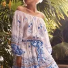 Juliet Dunn Cage Block Boho Dress Blue Cage Block Blue New