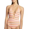 JETS Swimwear Capri Stripe V Neck Swimsuit Discount