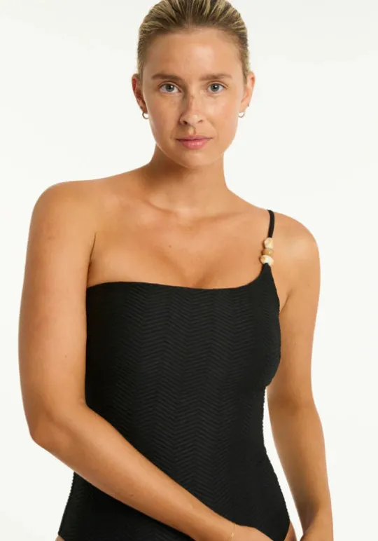 Sea Level Caracus One Shoulder Swimsuit Black Online