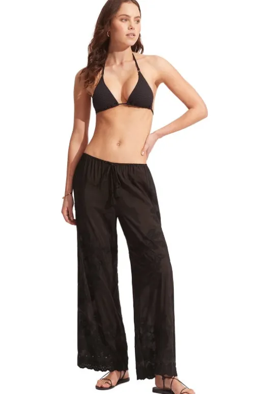 Seafolly Casablanca Embroidered Beach Trousers Black Online