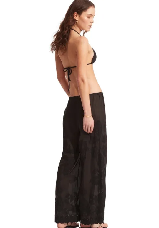 Seafolly Casablanca Embroidered Beach Trousers Black Online
