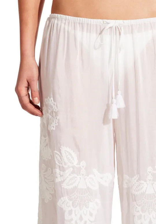 Seafolly Casablanca Embroidered Beach Trousers White Discount