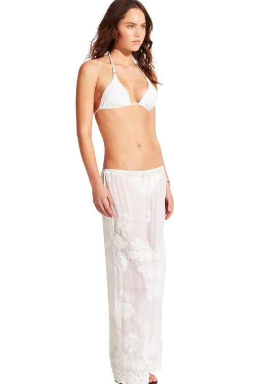 Seafolly Casablanca Embroidered Beach Trousers White Discount