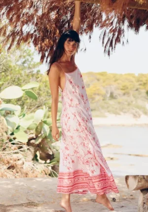 Juliet Dunn Cherry Blossom Strappy Maxi Dress CherryBlossom Discount