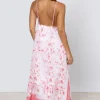 Juliet Dunn Cherry Blossom Strappy Maxi Dress CherryBlossom Discount