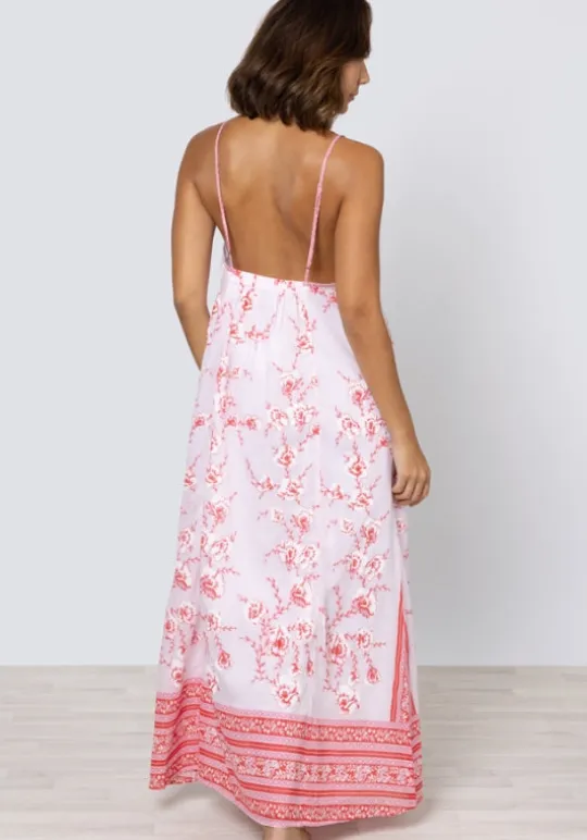 Juliet Dunn Cherry Blossom Strappy Maxi Dress CherryBlossom Discount