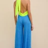 Pitusa Colour Block Jumpsuit Blue Fashion