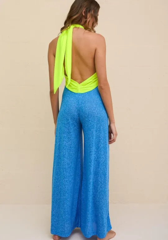 Pitusa Colour Block Jumpsuit Blue Fashion