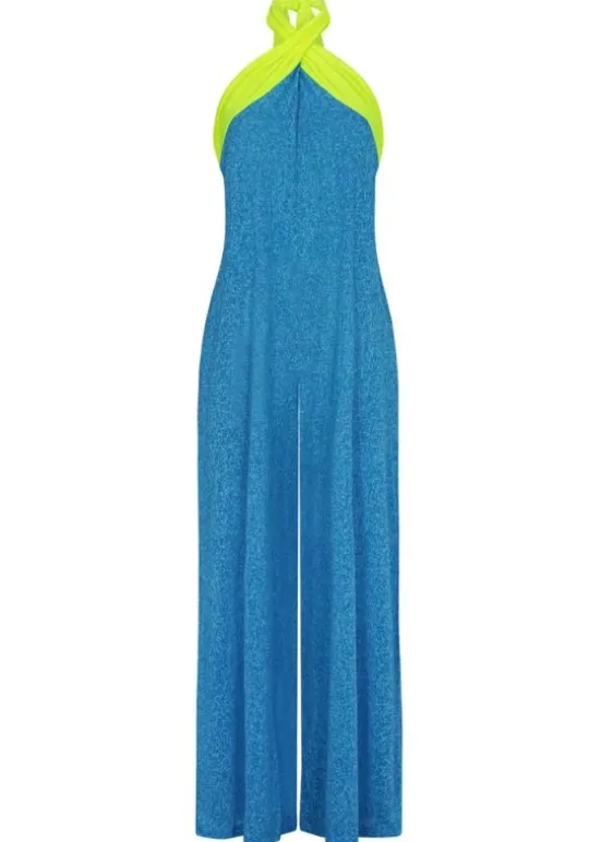 Pitusa Colour Block Jumpsuit Blue Fashion