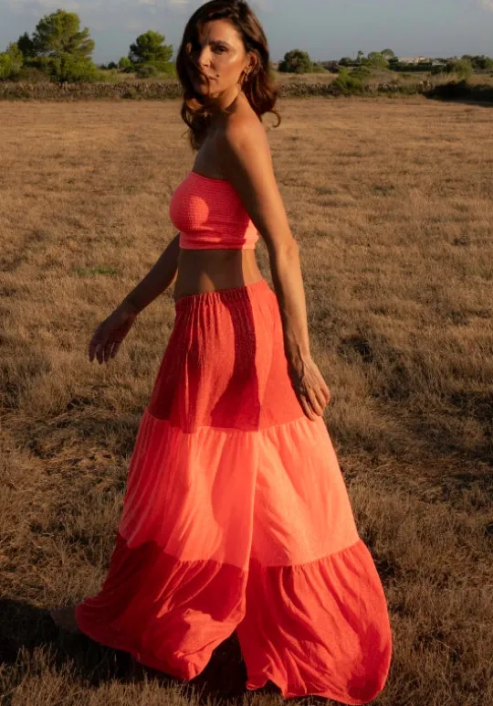 Pitusa Colour Block Palazzo Pants Strawberry Fashion