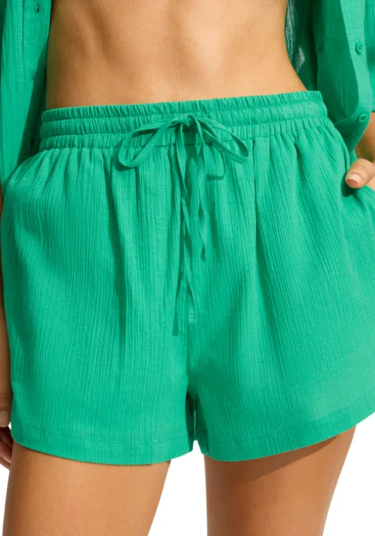 Seafolly Crinkle Beach Shorts Jade Hot