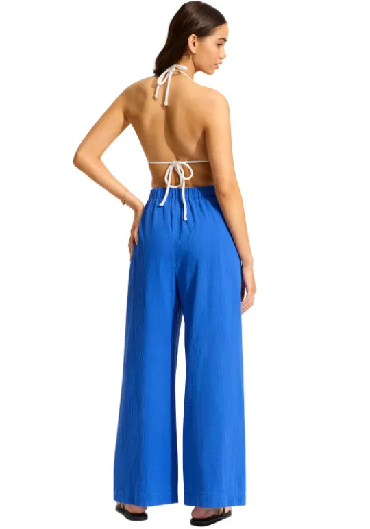 Seafolly Crinkle Beach Trousers Azure New