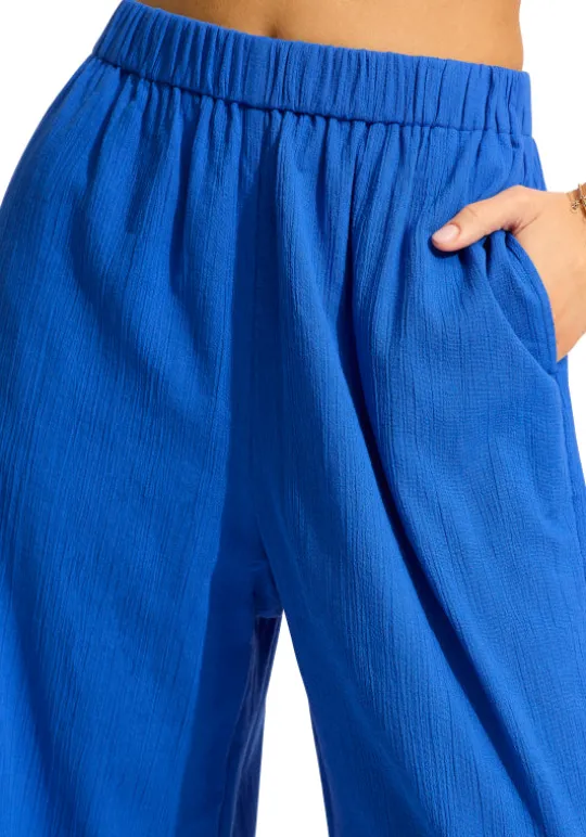 Seafolly Crinkle Beach Trousers Azure New