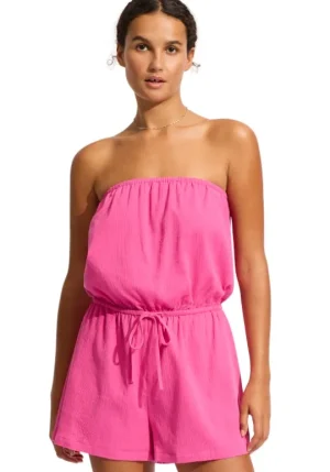 Seafolly Crinkle Playsuit Pink Discount