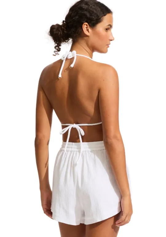 Seafolly Crinkle Shorts White New